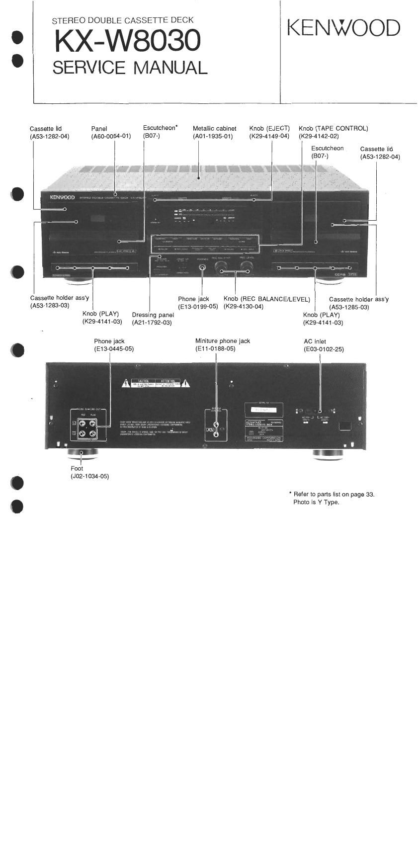 Kenwood KXW 8030 Service Manual