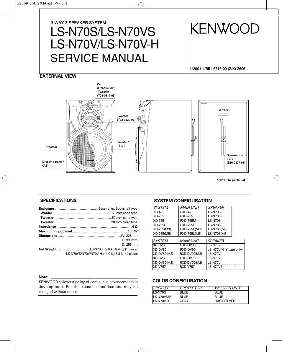 Kenwood LSN 70 V Service Manual