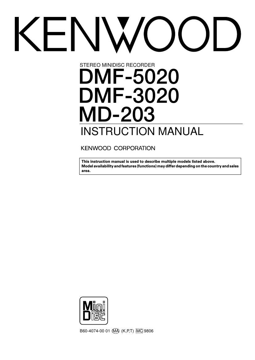 Kenwood MD 203 Owners Manual