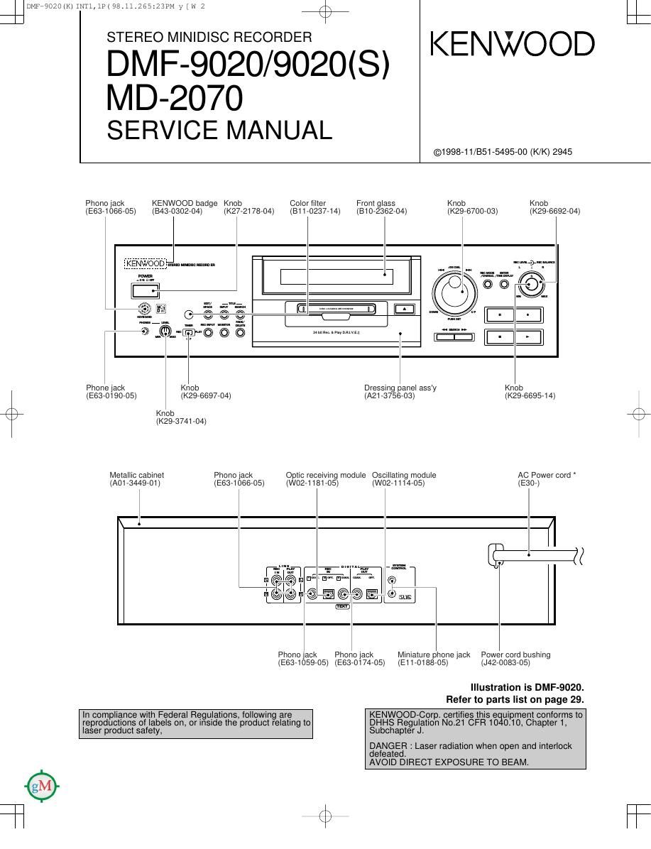 Kenwood MD 2070 Service Manual