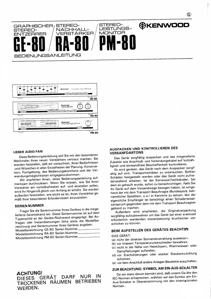 Kenwood PM 80 Owners Manual
