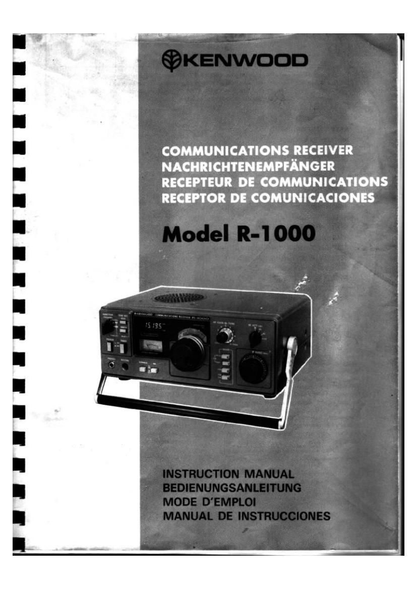 Kenwood R 1000 Owners Manual