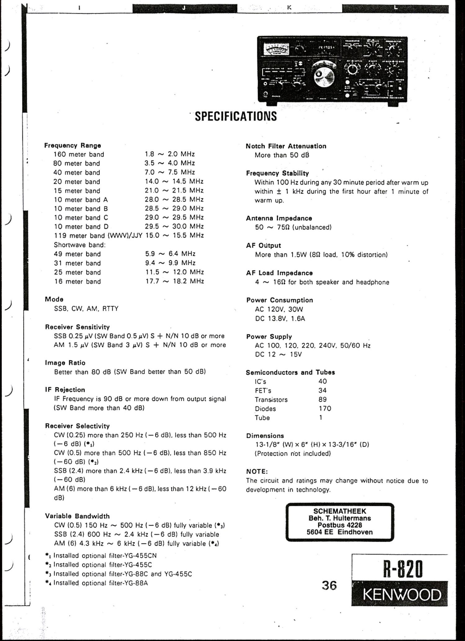 Kenwood R 820 Schematic