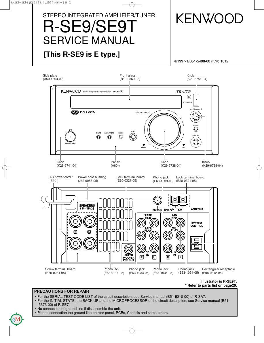 Kenwood RSE 9 T Service Manual