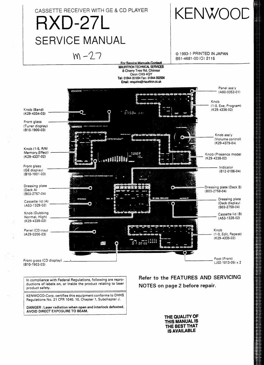 Kenwood RXD 27 L Service Manual