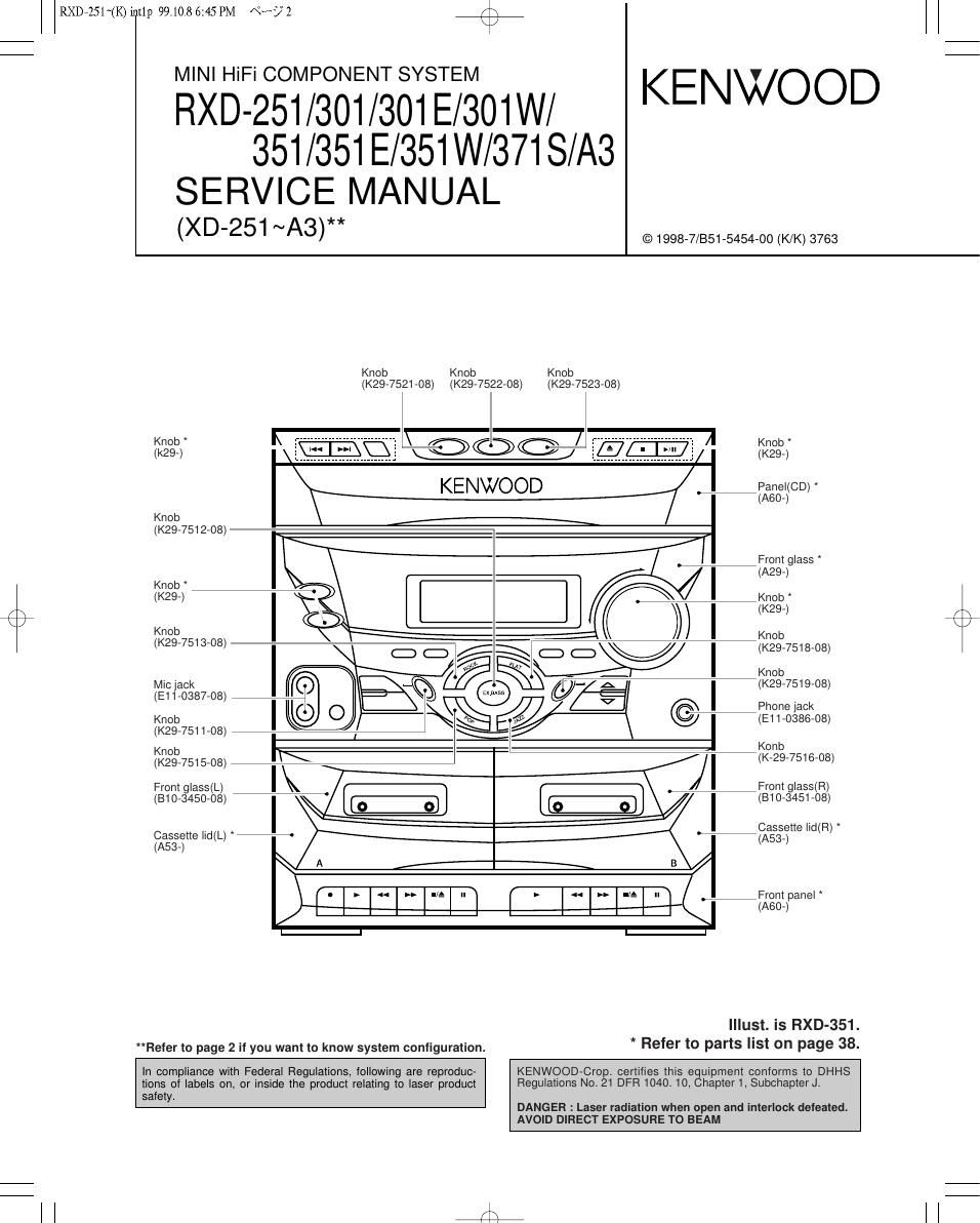 Kenwood RXD 301 W Service Manual