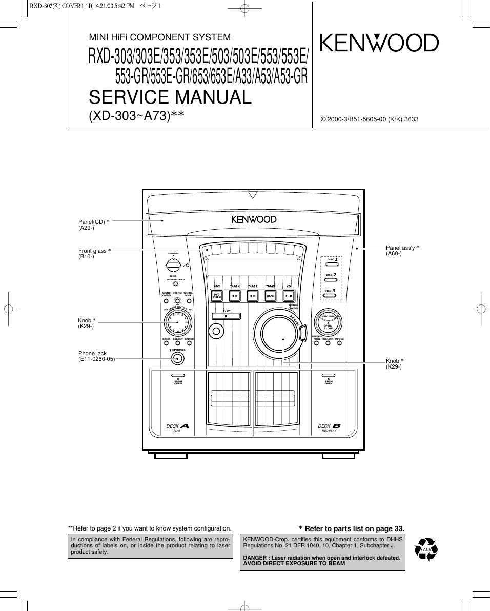 Kenwood RXD 303 E Service Manual