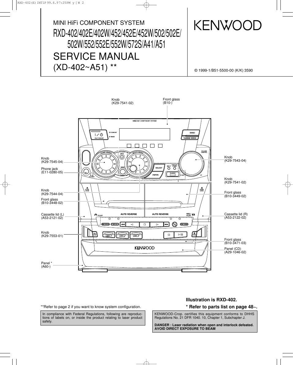 Kenwood RXD 402 W Service Manual