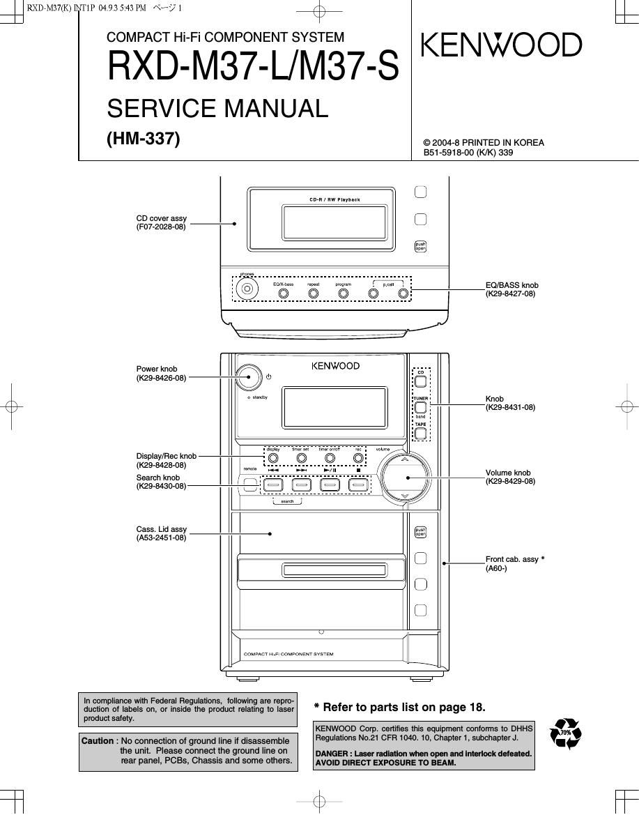 Kenwood RXDM 37 Service Manual