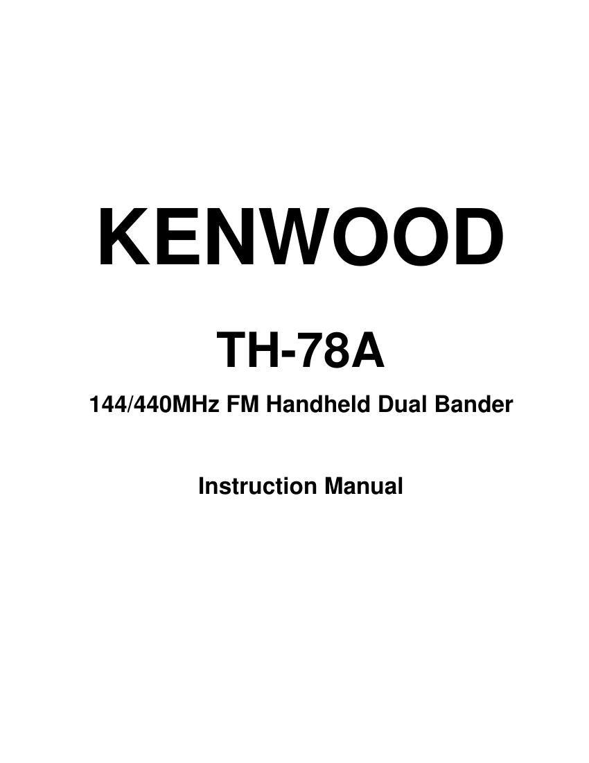 Kenwood TH 78 Owners Manual