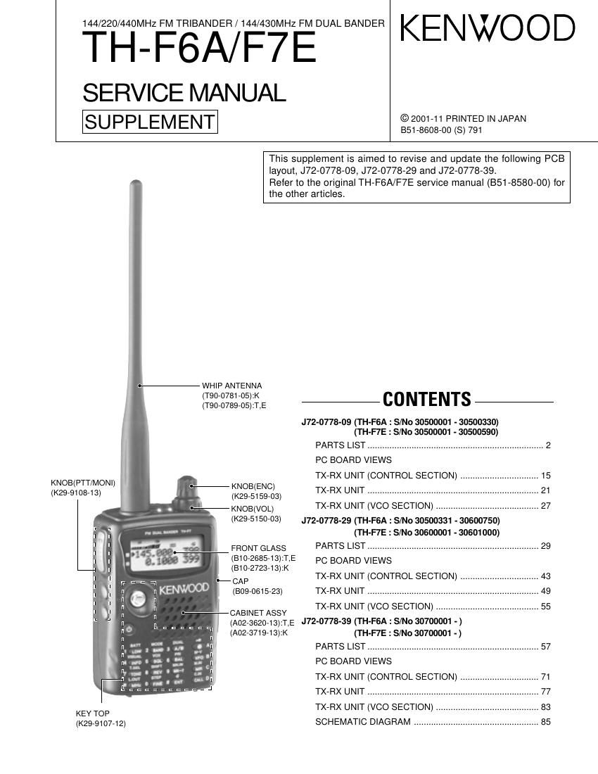 Kenwood THF 6 A Service Manual