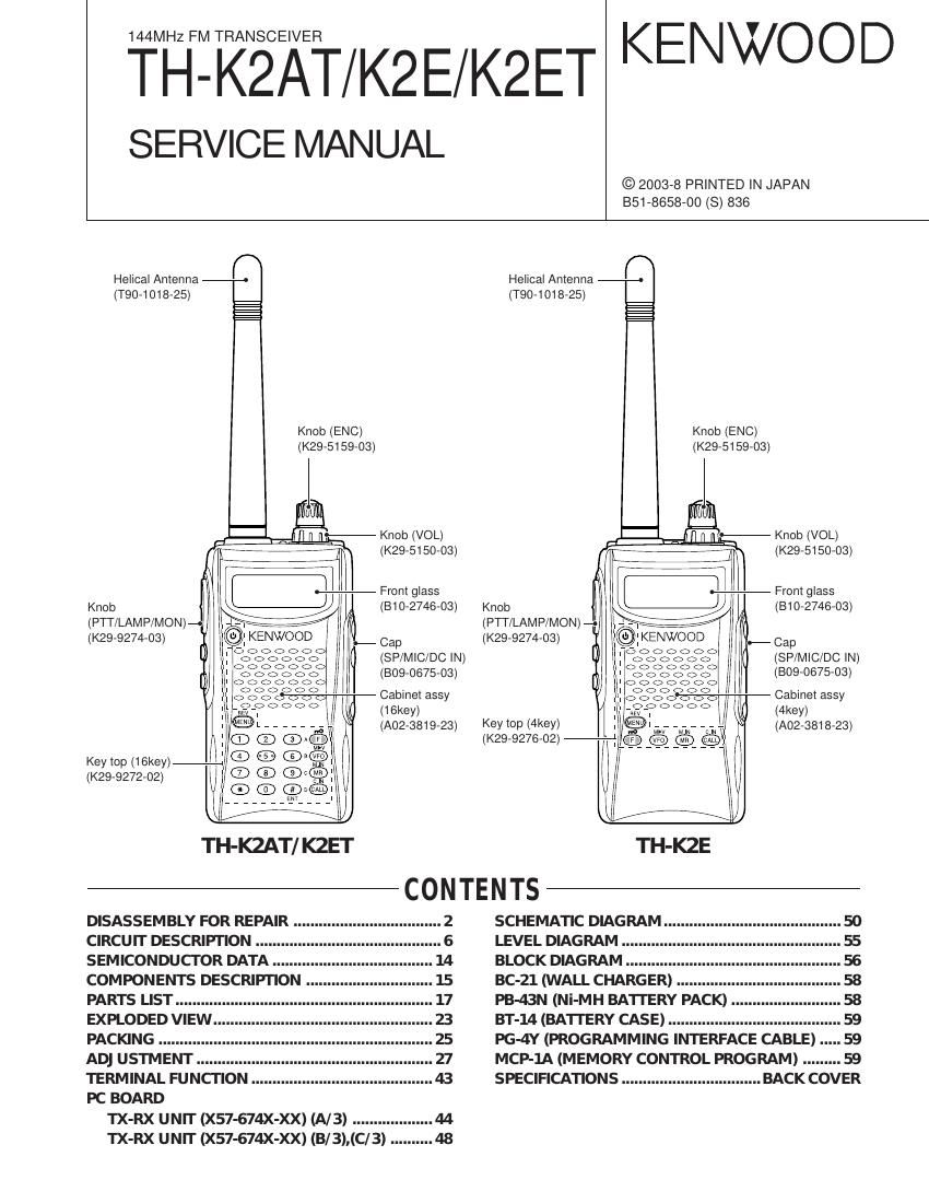 Kenwood THK 2 Service Manual