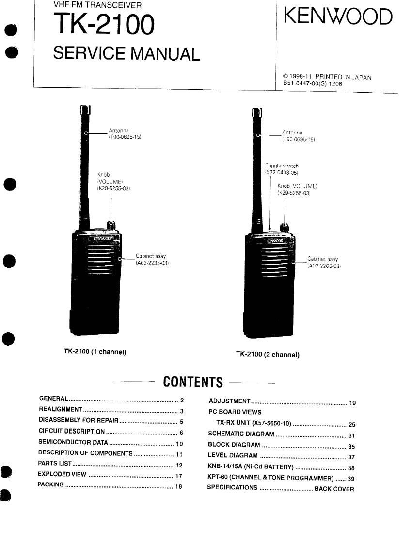 Kenwood TK 2100 Service Manual