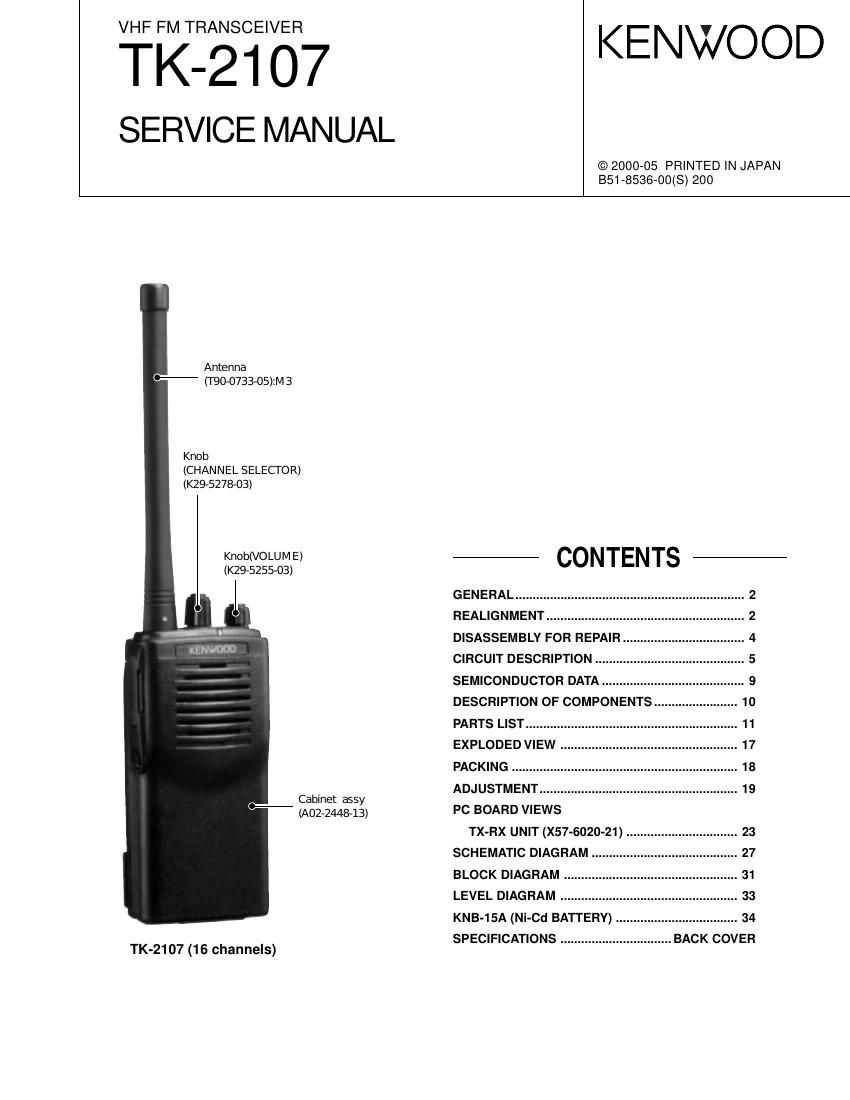 Kenwood TK 2107 Service Manual