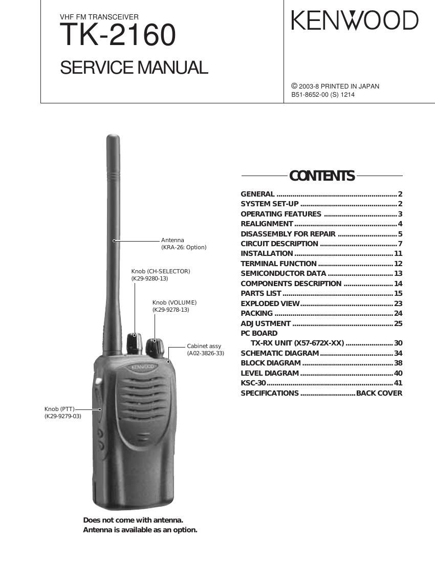 Kenwood TK 2160 Service Manual