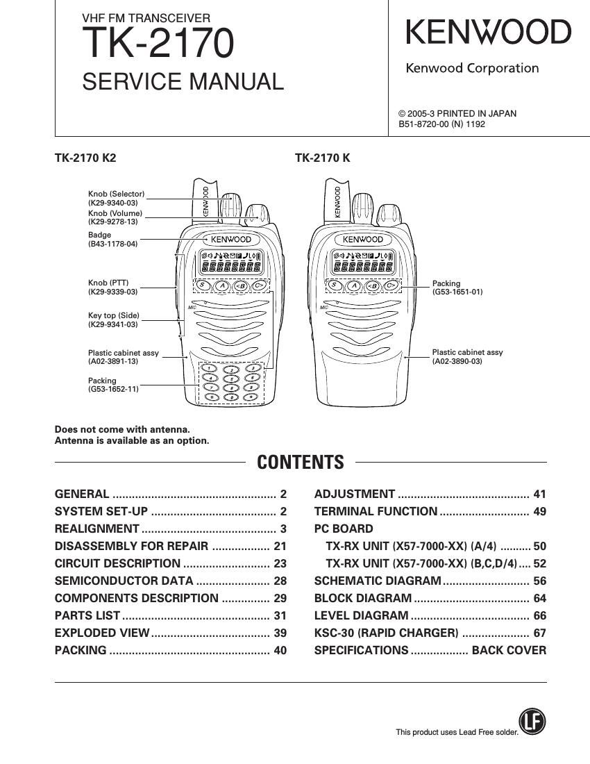 Kenwood TK 2170 Service Manual