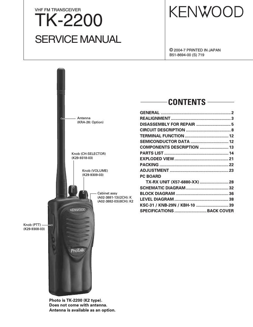 Kenwood TK 2200 Service Manual