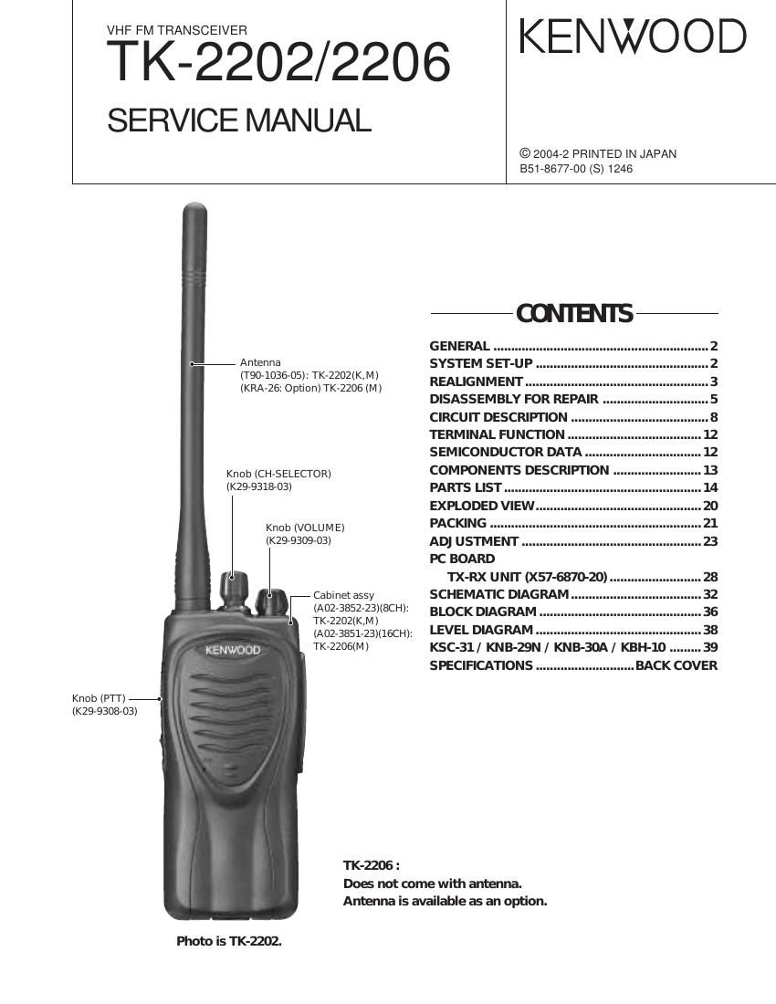 Kenwood TK 2202 Service Manual