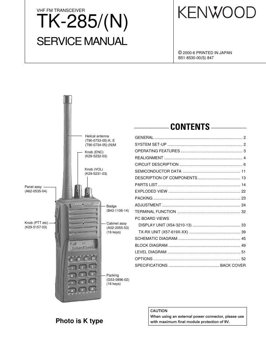 Kenwood TK 285 Service Manual