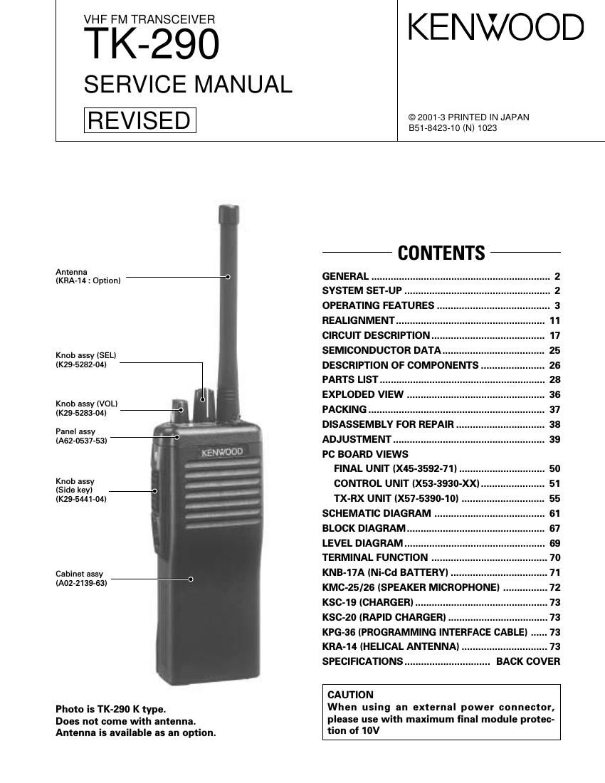 Kenwood TK 290 Service Manual