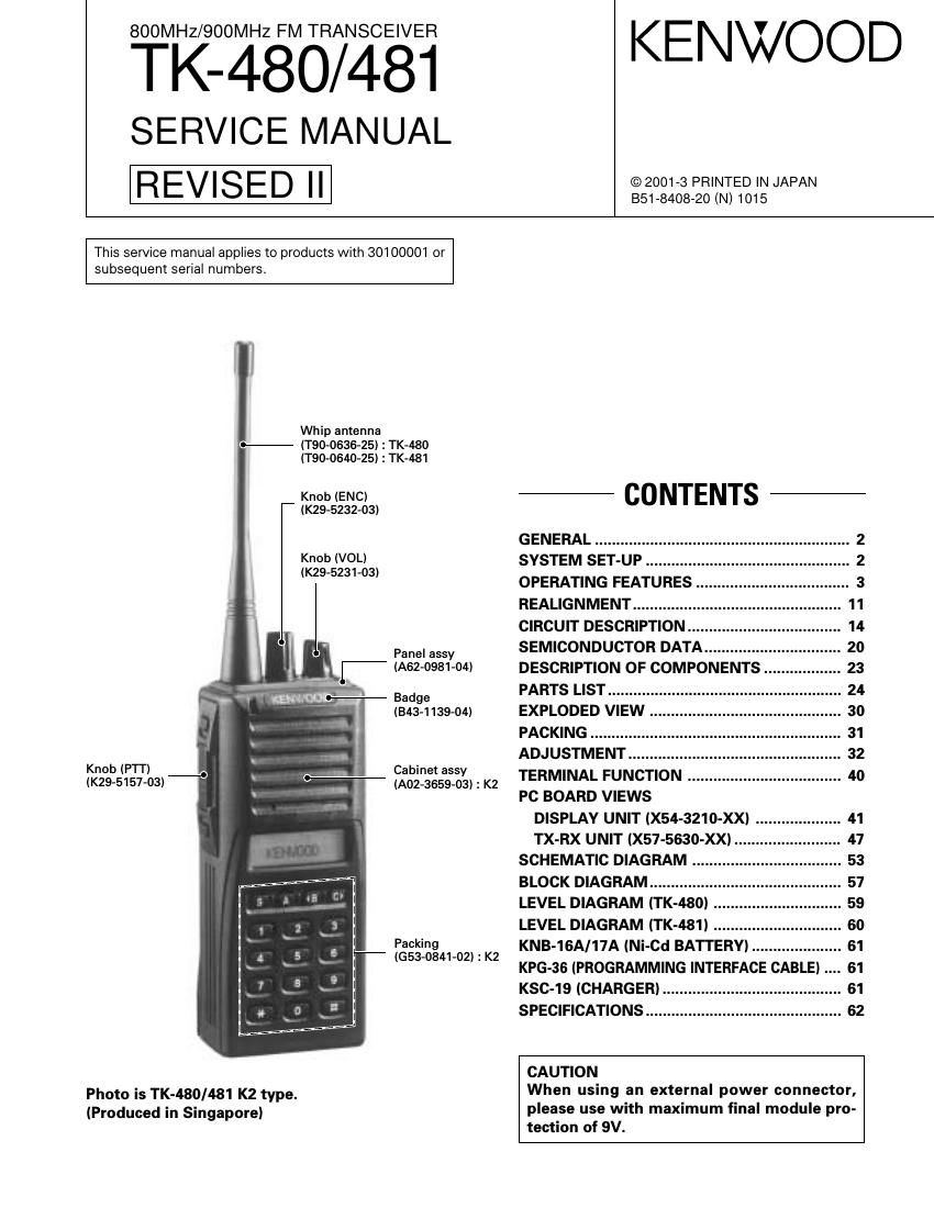 Kenwood TK 480 Service Manual