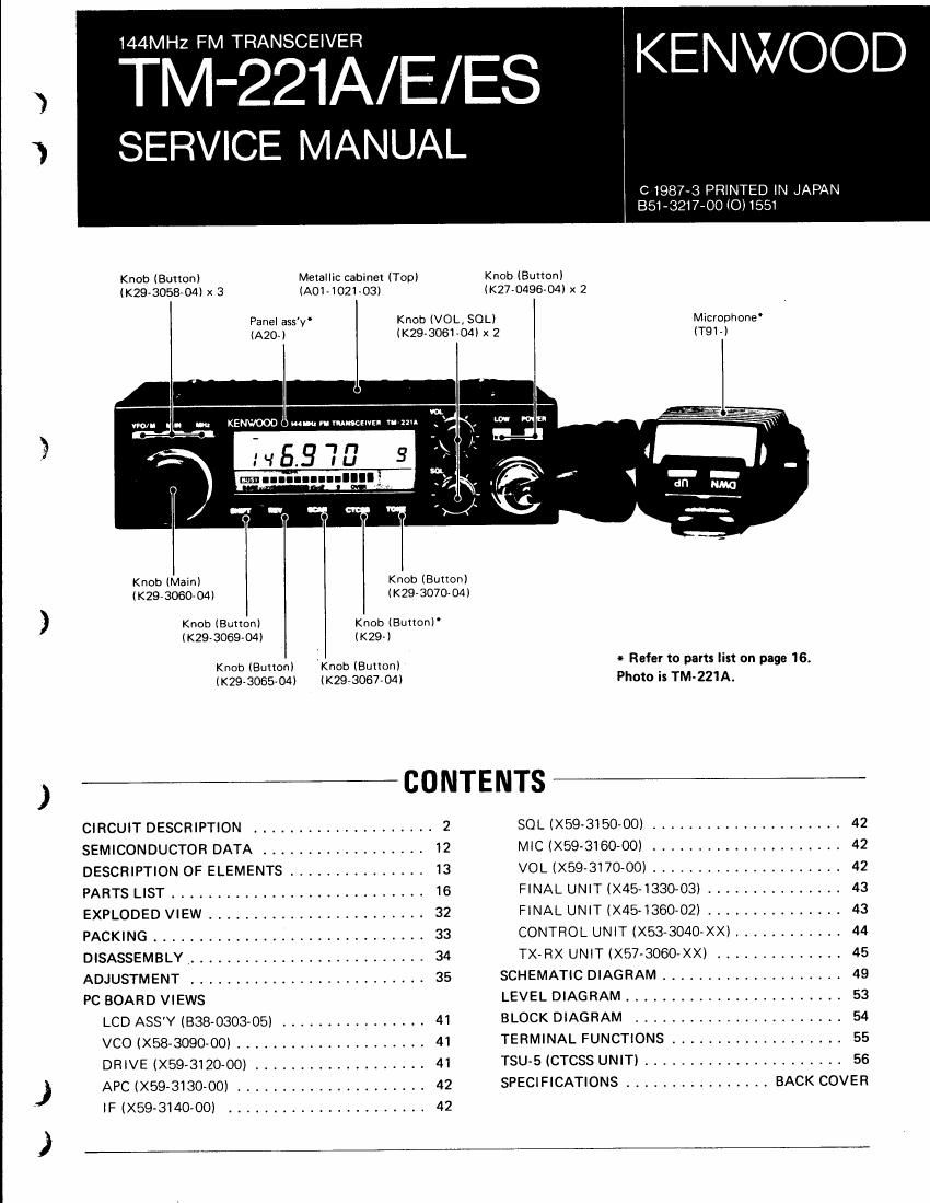 Kenwood TM 221 E Service Manual
