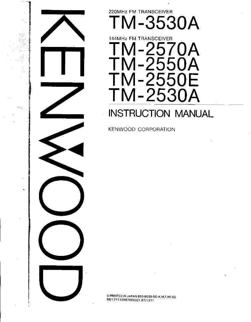 Kenwood TM 2550 A Owners Manual