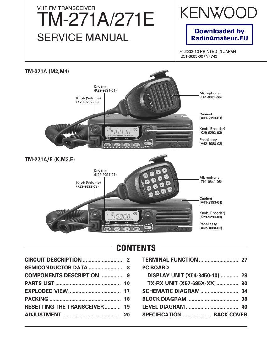 Kenwood TM 271 A Service Manual