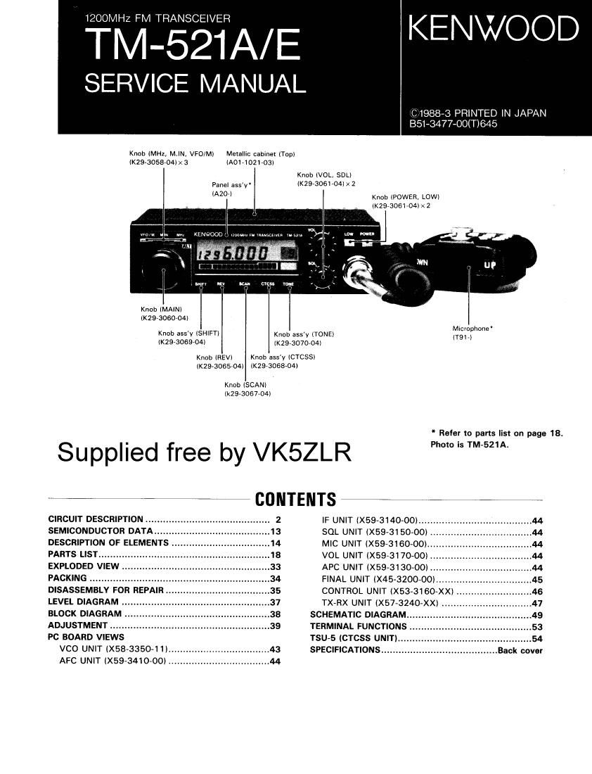 Kenwood TM 521 A Service Manual