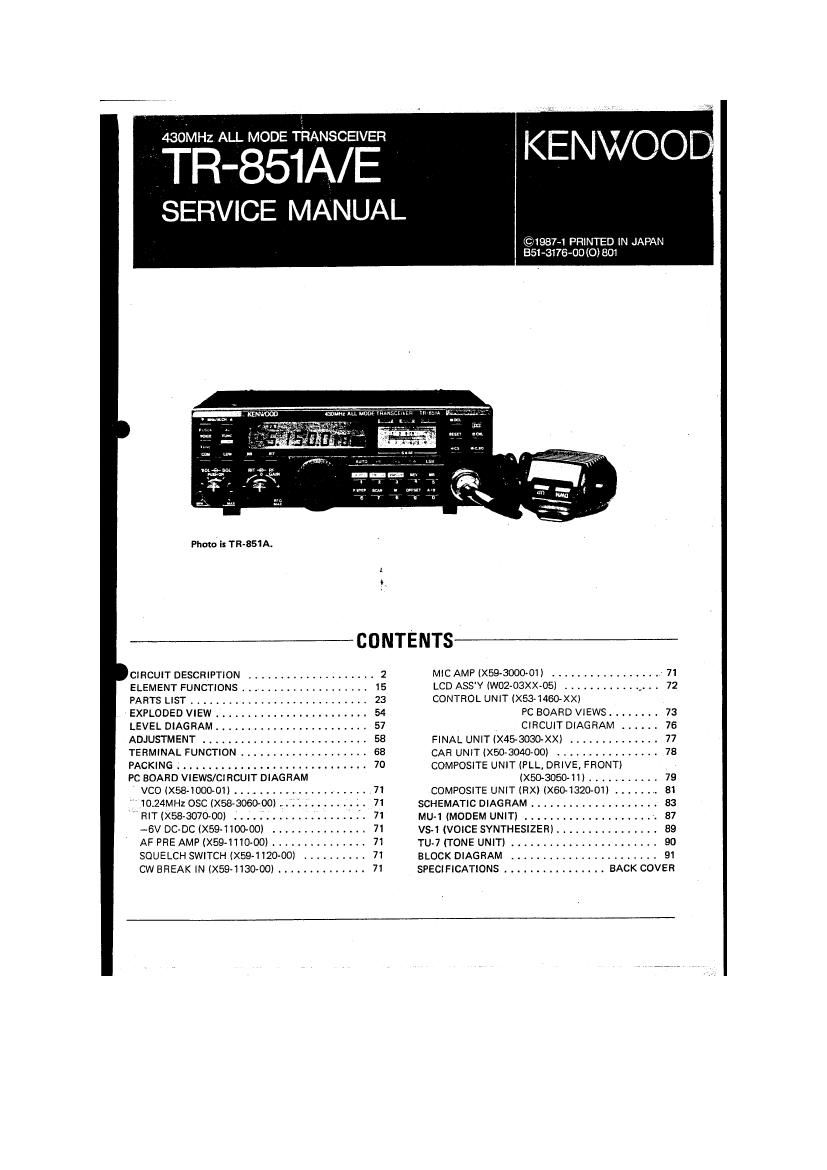 Kenwood TR 851 E Service Manual