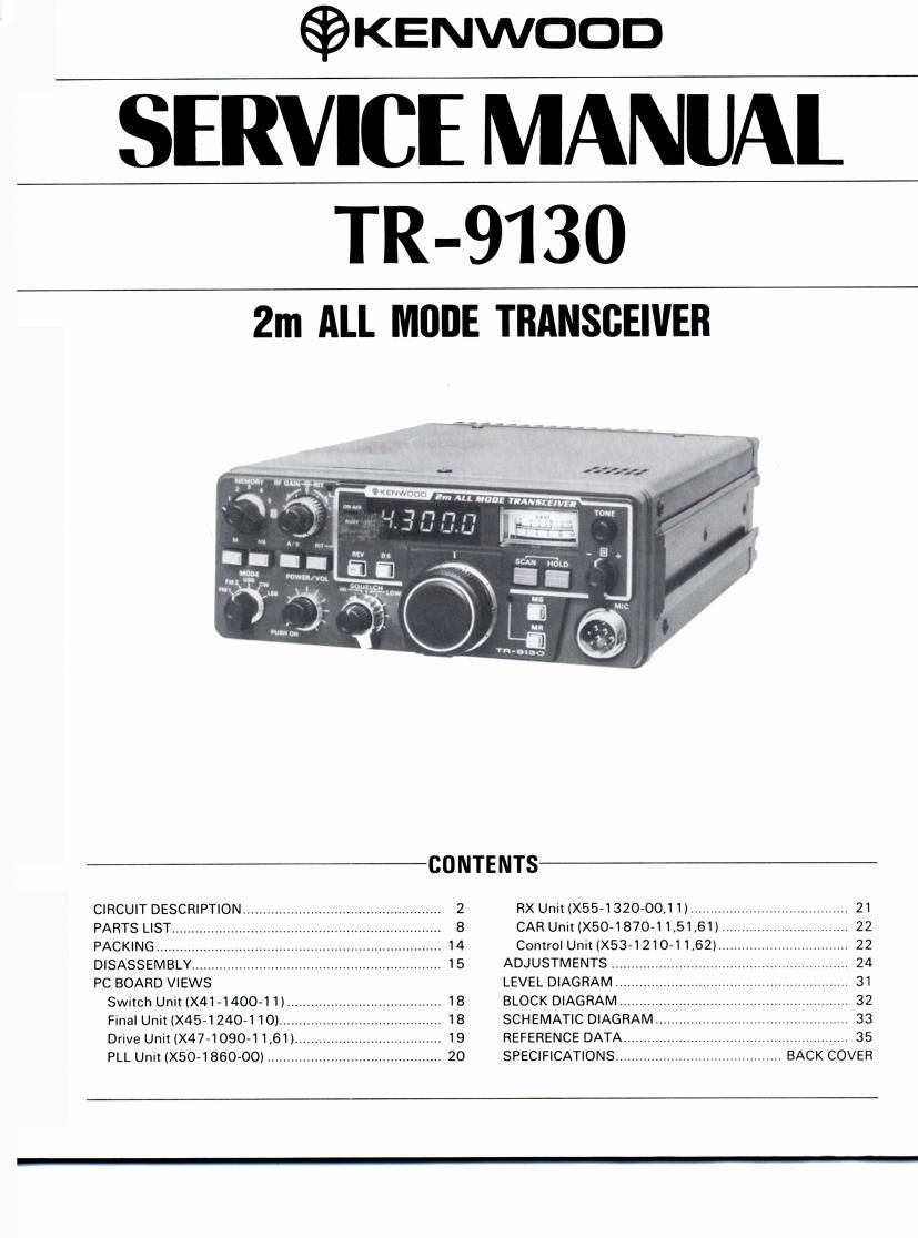 Kenwood TR 9130 Service Manual
