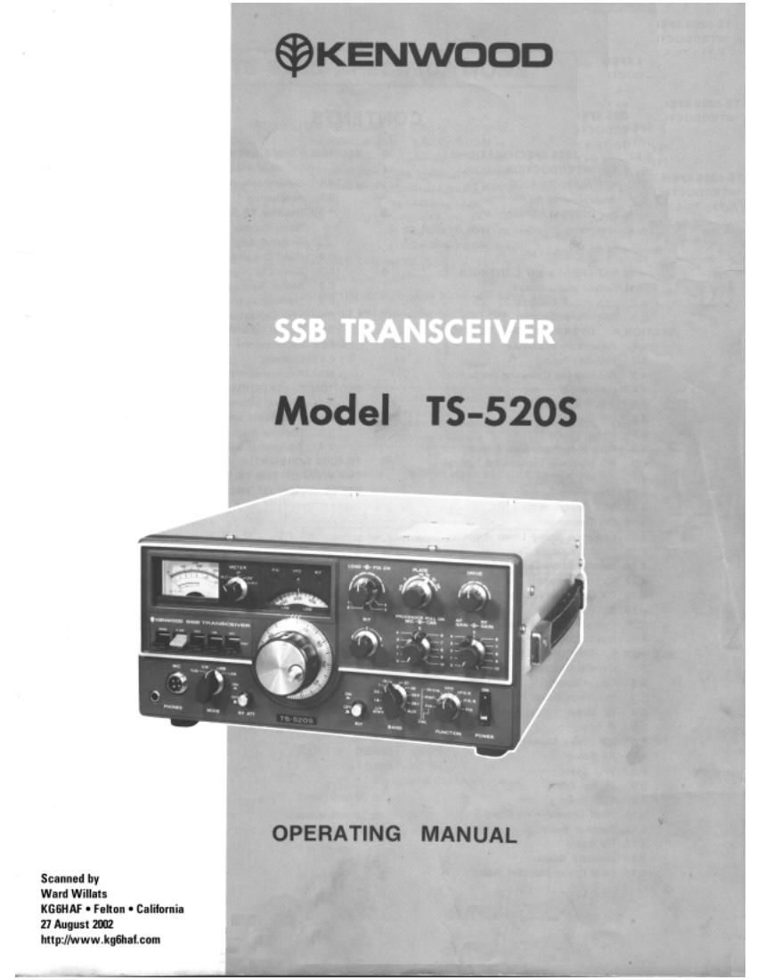 Kenwood TS 520 S Owners Manual