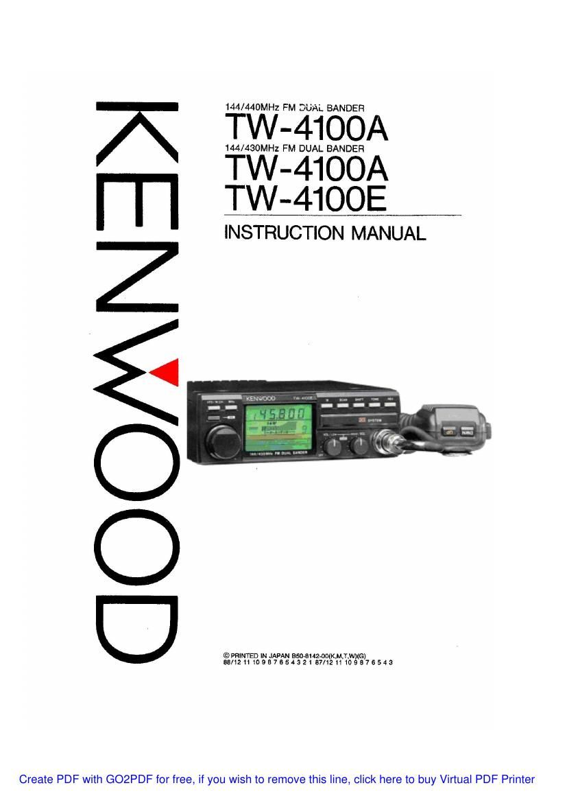 Kenwood TW 4100 Owners Manual