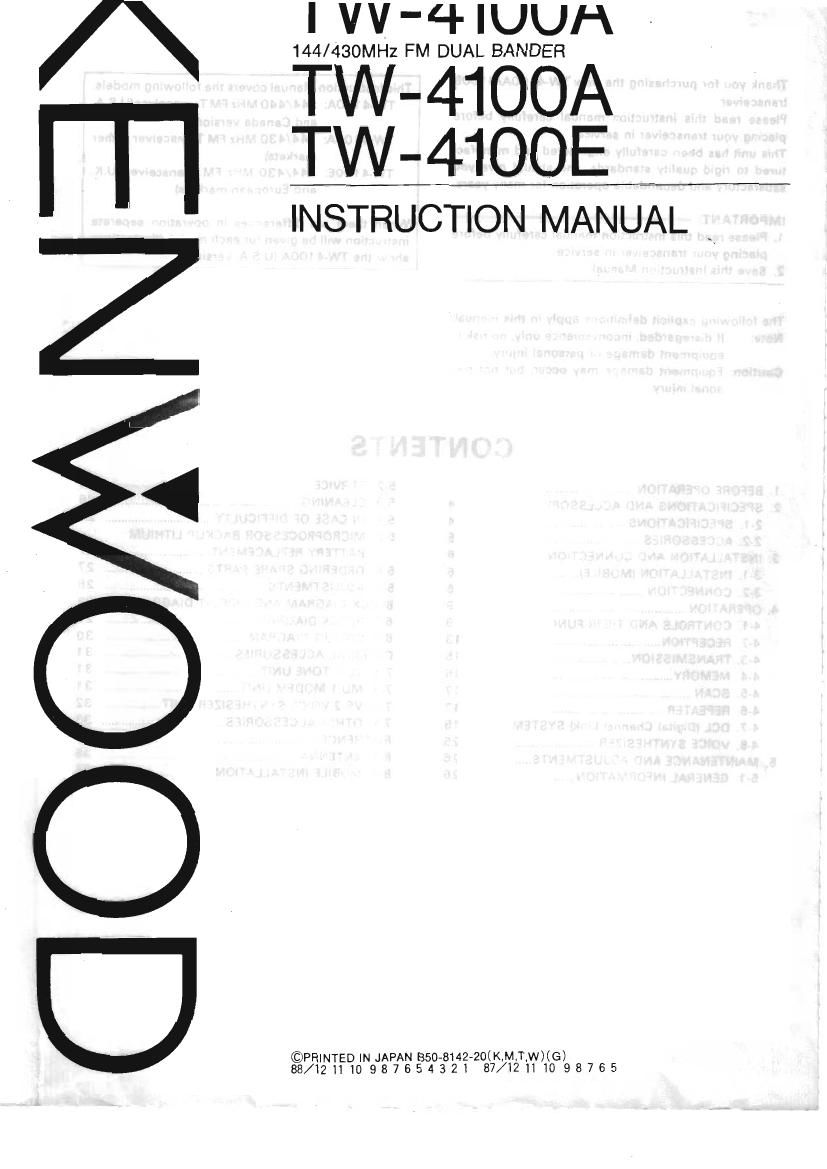 Kenwood TW 4100 Owners Manual 2