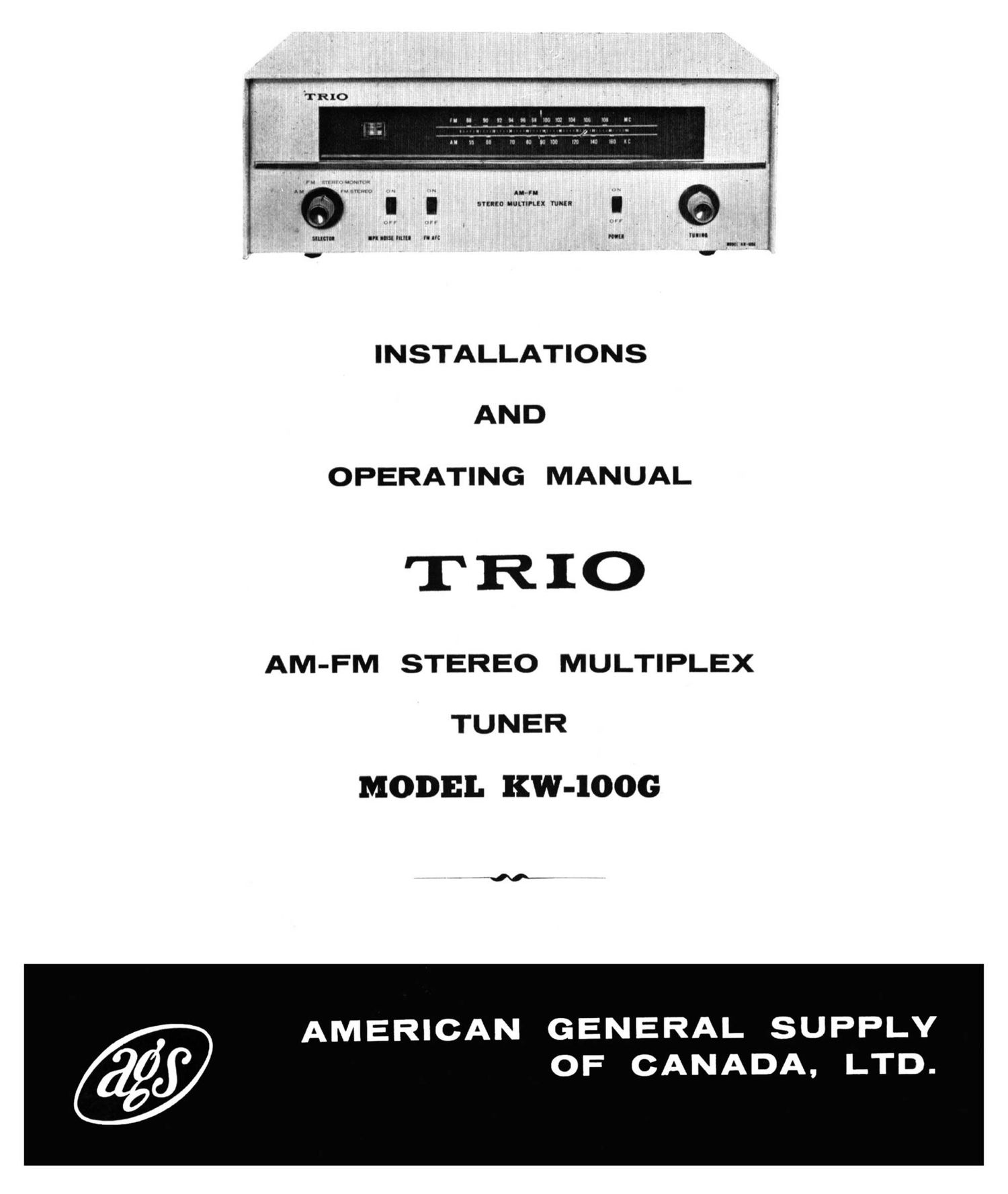 Kenwood Trio KWG 100 Owners Manual
