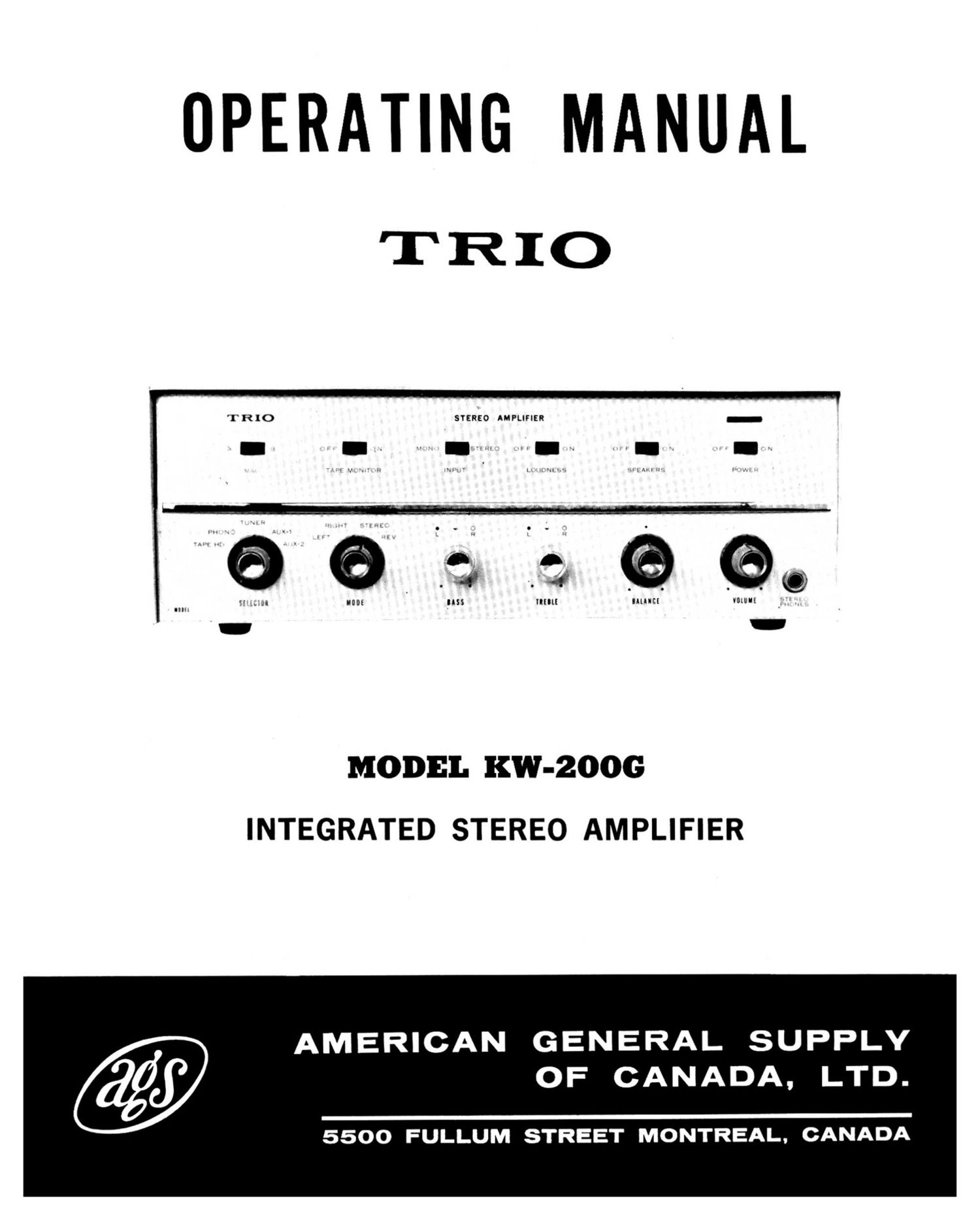 Kenwood Trio KWG 200 Owners Manual
