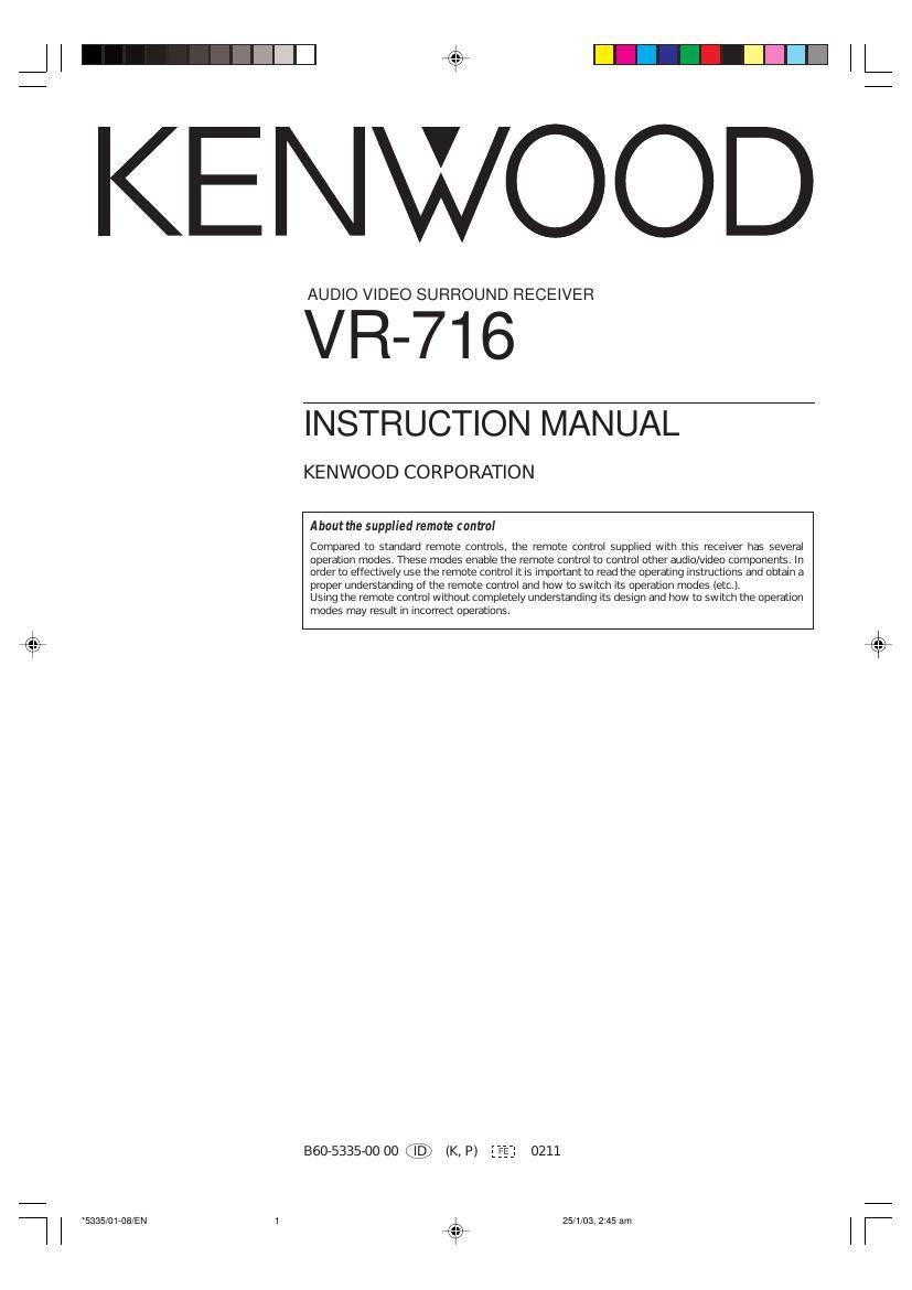 Kenwood VR 716 Owners Manual