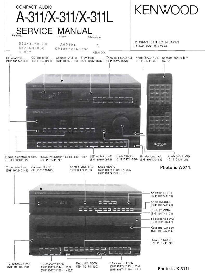 Kenwood X 311 Service Manual