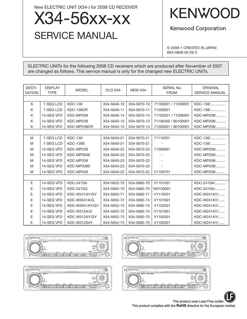 Kenwood X 34 56 Service Manual