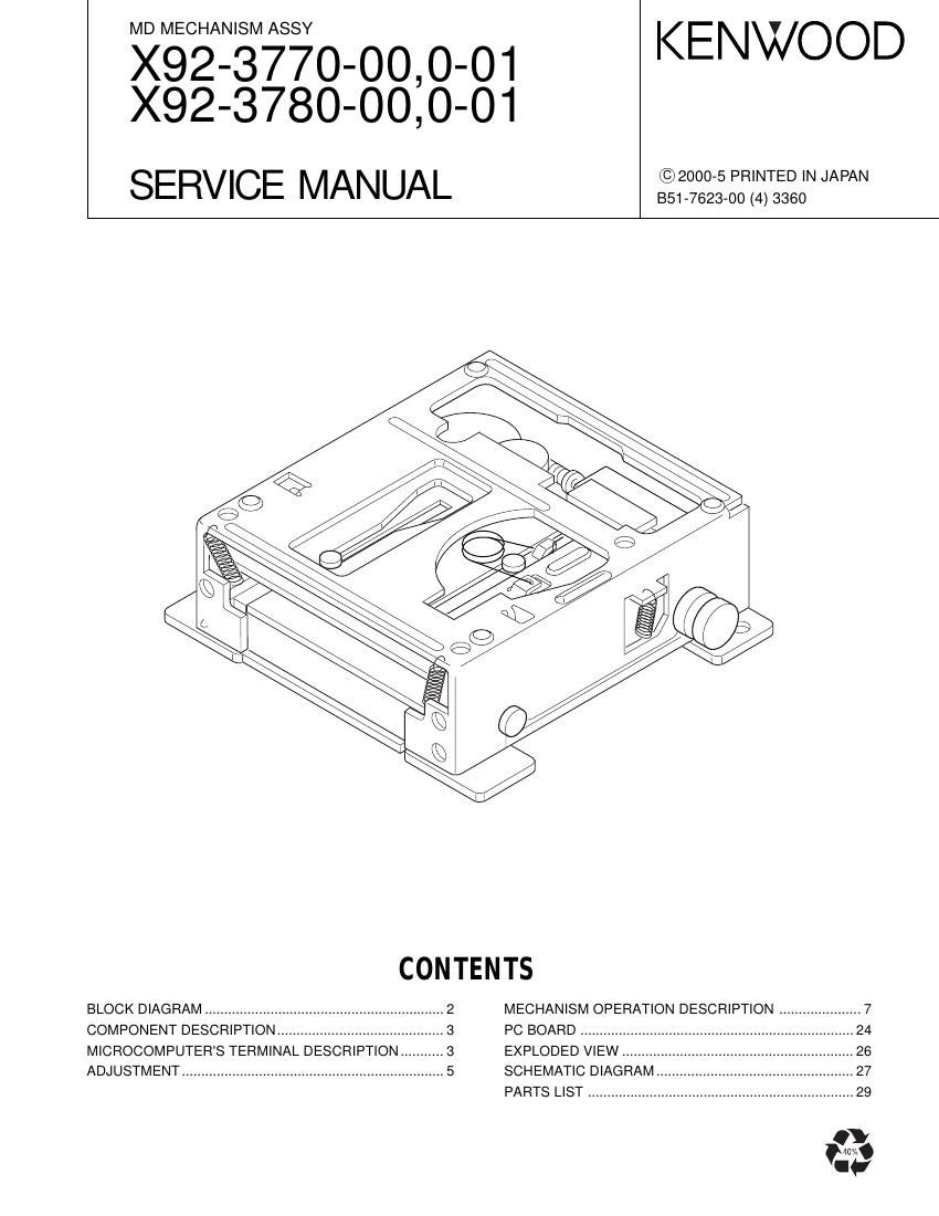 Kenwood X 92 3780 00 Service Manual