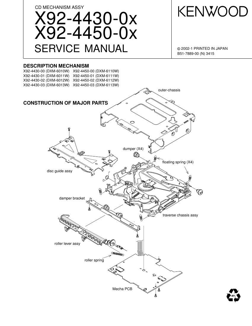 Kenwood X 92 4450 00 Service Manual