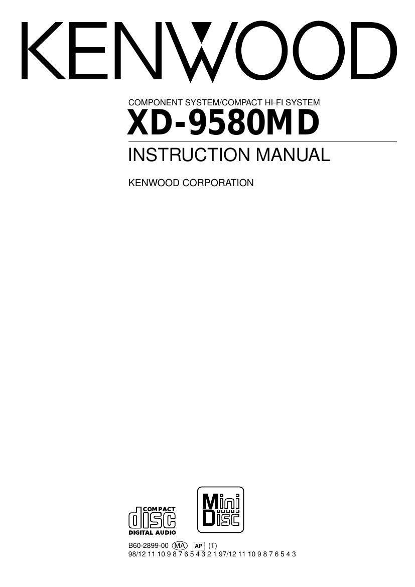 Kenwood XD 9580 MD Owners Manual