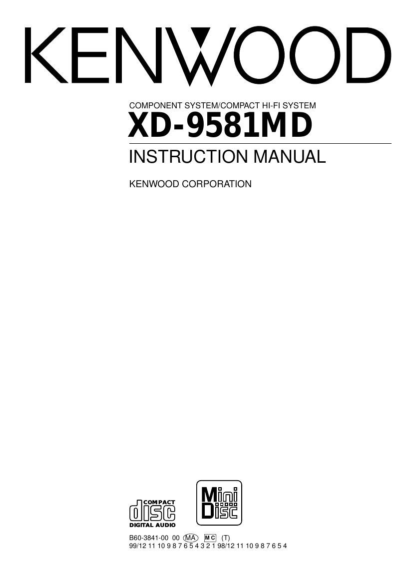 Kenwood XD 9581 MD Owners Manual