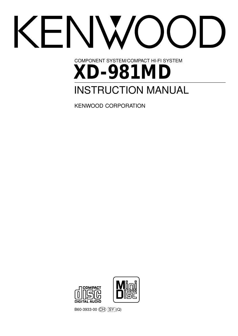 Kenwood XD 981 MD Owners Manual