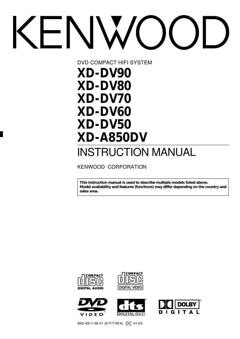 Kenwood XDA 850 DV Owners Manual