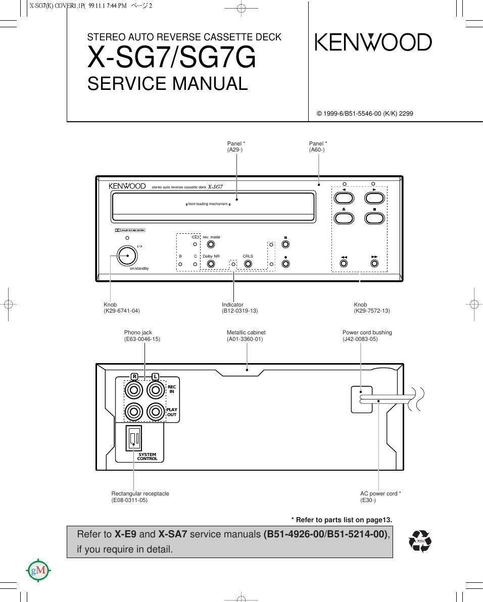 Kenwood XSG 7 G Service Manual