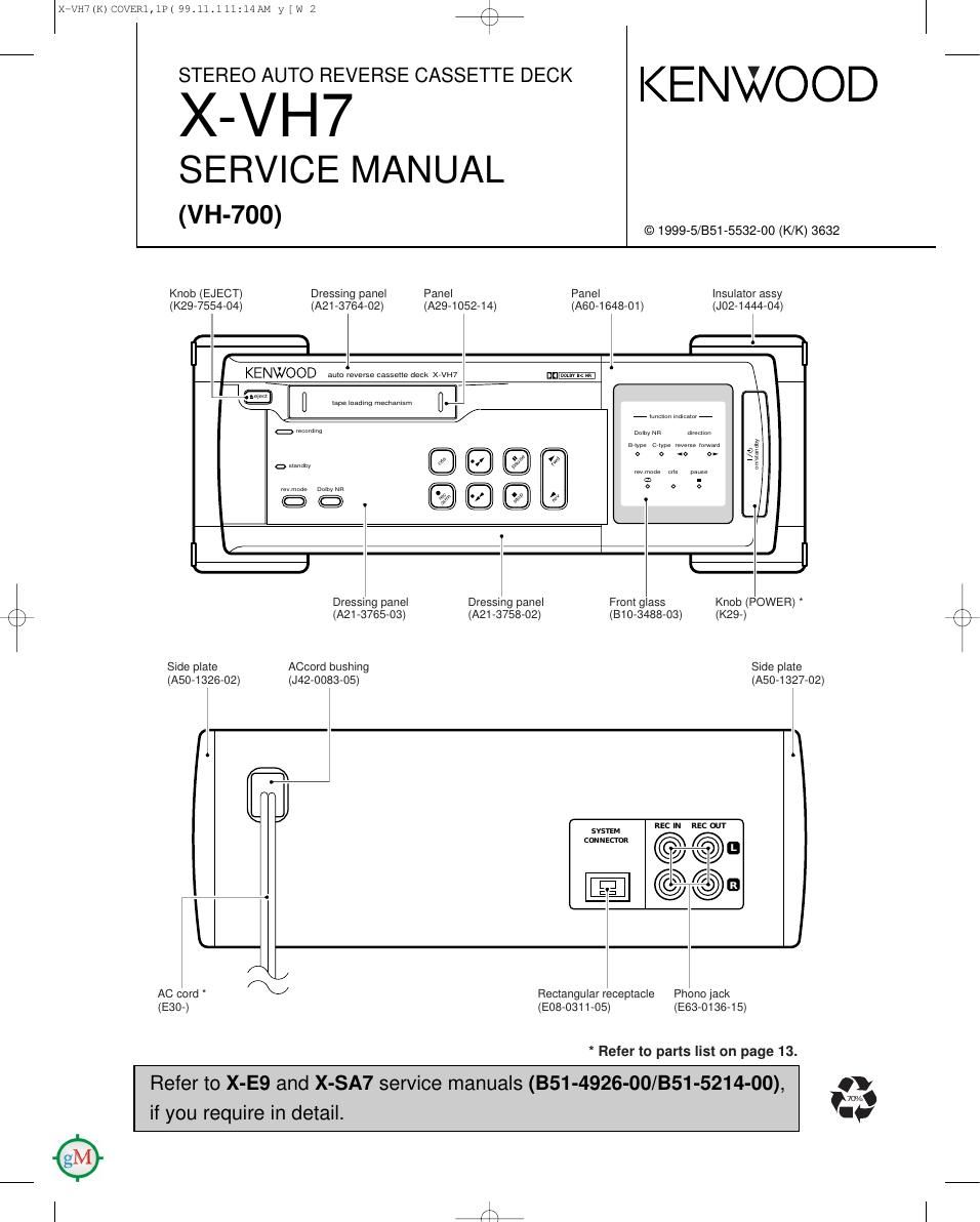 Kenwood XVH 7 Service Manual