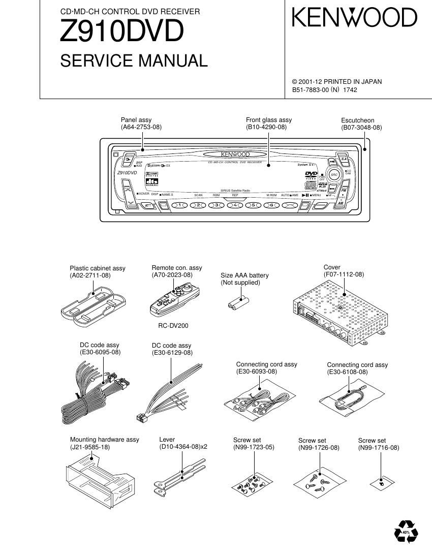 Kenwood Z 910 DVD Service Manual