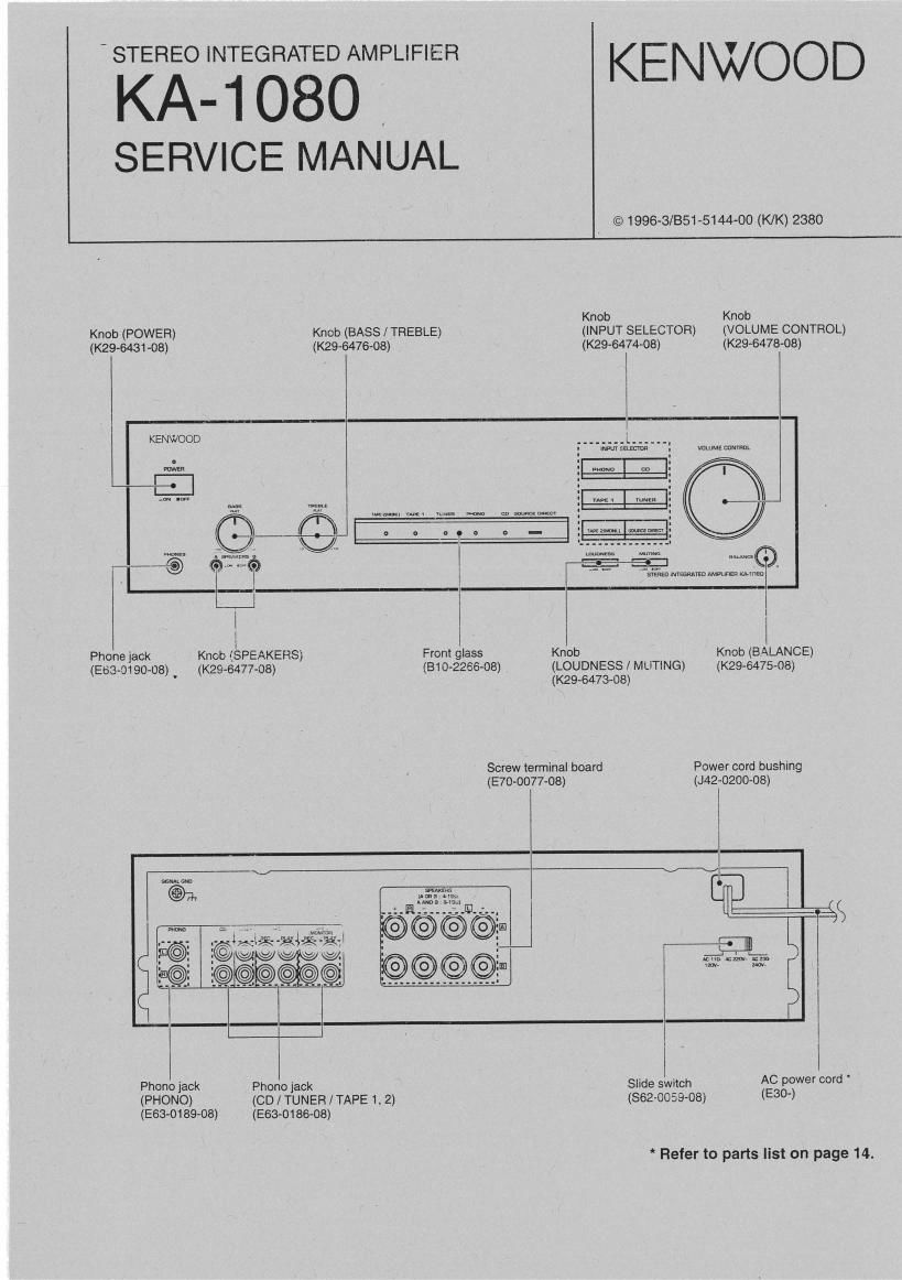 Kenwood KA 1080 Service Manual