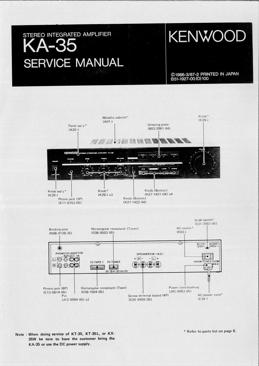 Kenwood KA 35 Service Manual